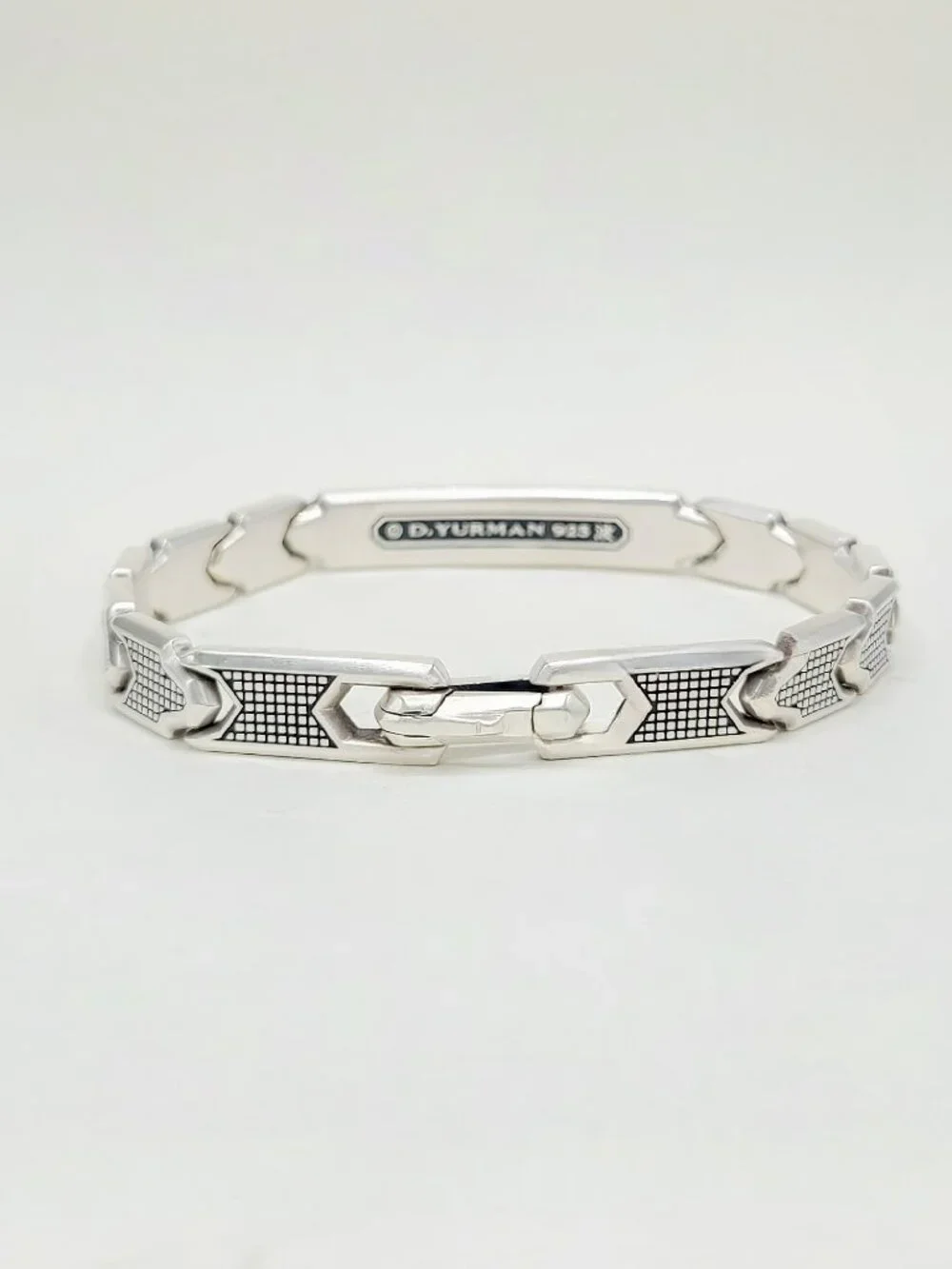 David Yurman Waves ID Link Bracelet w/ Pavé Black Diamonds - 9mm - Size Medium